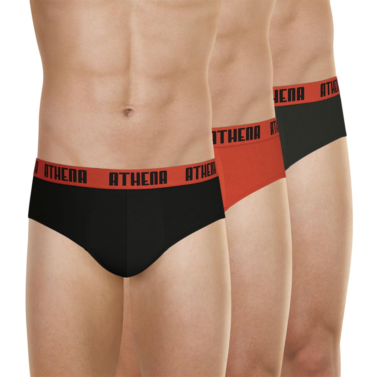 Athéna Men's BASIC COLOR Underwear, NOIR/ROUGE/ANTHRACITE,