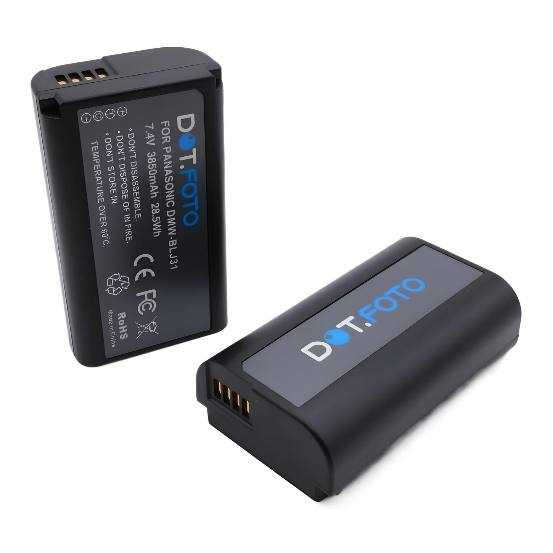2 x Dot.Foto DMW-BLJ31 Premium Alta Capacità 7.4v / 3850mAh Batteria Ricaricabile per Panasonic Lumix DC-S1, DC-S1R