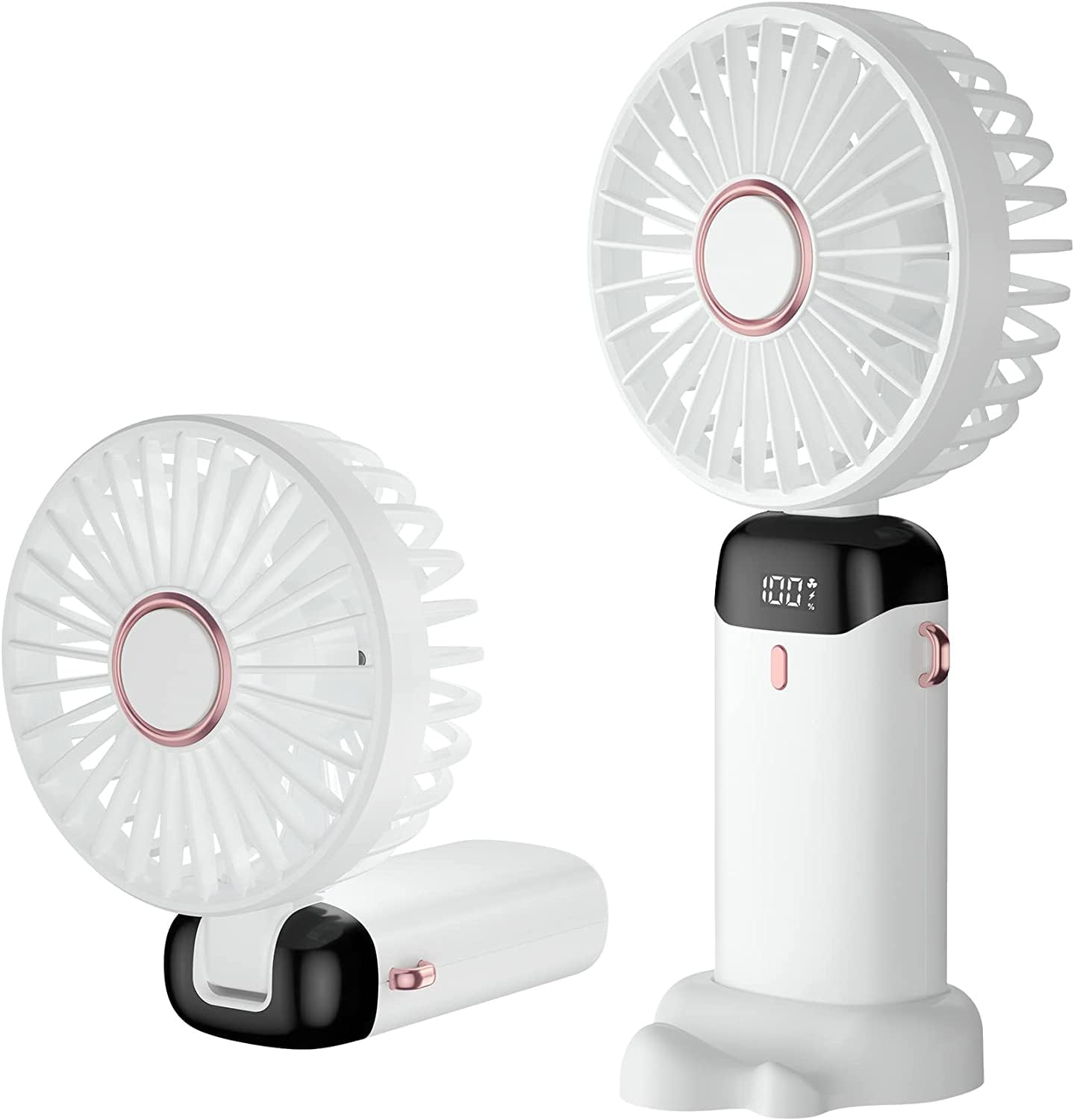 HONEYYEAR Ventilatore Da Tavolo Portatile 5000 MAh – 5 Velocità Con Modalità Controllo Temperatura, Ricaricabile USB, Con Luce Notte E Timer - 5