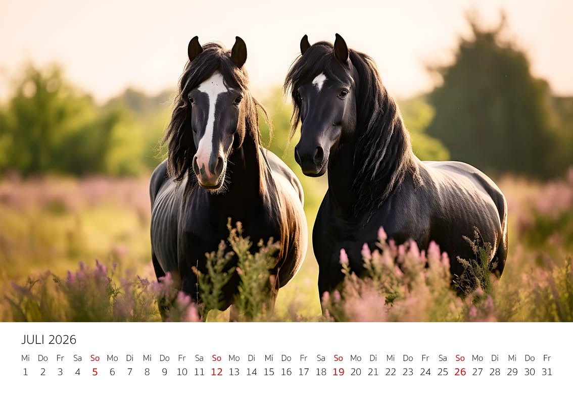 Edition Seidel Premium Kalender Pferde in der Natur 2026 Format DIN A4 Wandkalender Pferdekalender Tiere Fohlen Stute Hengst
