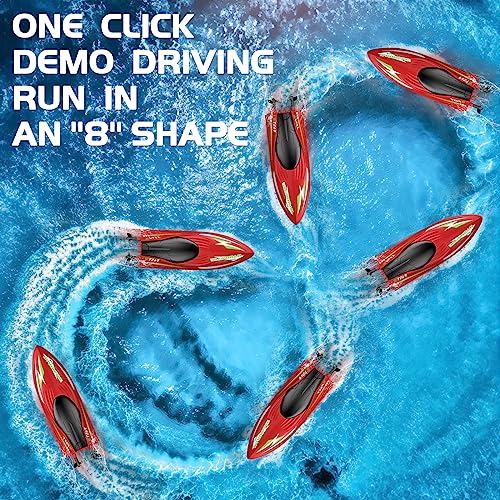 CPSYUB Remote Control Boat for Kids, RC Boat for Kids & Adult with 2.4 Ghz 15 Km/h Pool Lake Water Play Toy Gift for Boys Age 4 5 6 7 8 & up Red