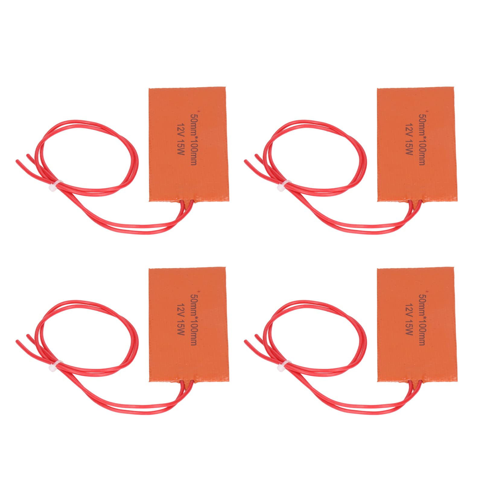 Lot de 4 tapis chauffants en caoutchouc silicone 12 V 15 W, flexibles, pour l'isolation de tuyaux, réservoirs et systèmes de chauffage hybrides pour couvertures électriques et fûts.