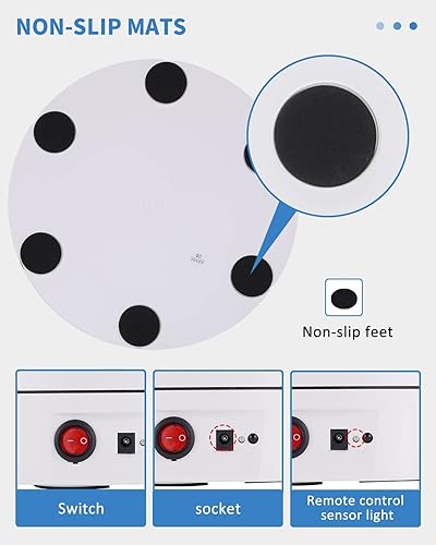 Miniatura 8 de JAYEGT Soporte de exhibición giratorio motorizado, tocadiscos eléctricos giratorios de 360 grados para exhibición de productos de fotografía,