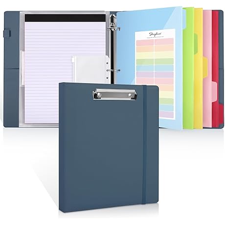 SKYDUE 3-Ring Clipboard Binder with Notepad