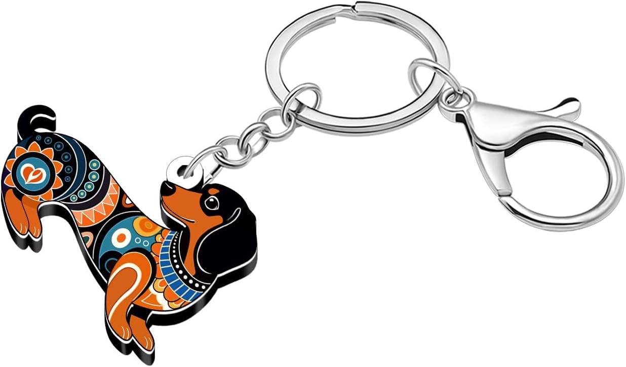 NEWEI Cute Dachshund Keychain Weiner Dog Gifts for Dog Lovers Women Girls Mom, Acrylic Boho Pets Puppy Keychains Accessories image 4