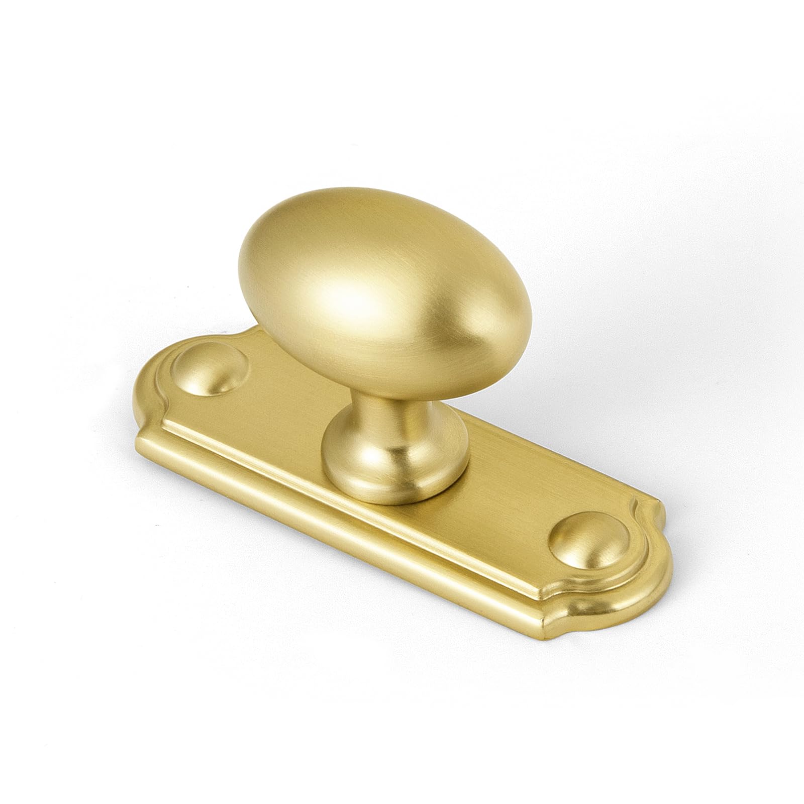 Boutons d'armoire de luxe en zinc doré brossé avec plaque arrière robuste pour meuble