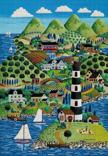 Art Needlepoint Lighthouse Island Classic Landscape Needlepoint Canvas by Anthony Kleem