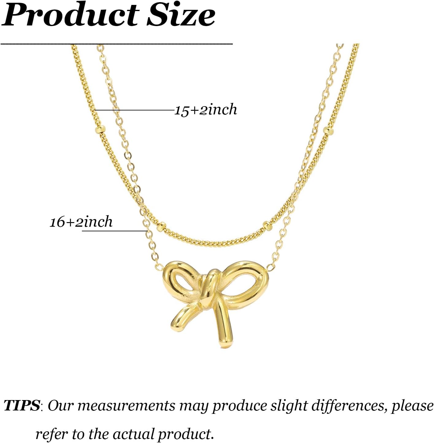 Layered Bow Gold Necklace for Women Silver Bow Pendant Cute Simple Dainty Statement Chain Charm Gold Jewelry Birthday Valentines Day Gifts - Image 6