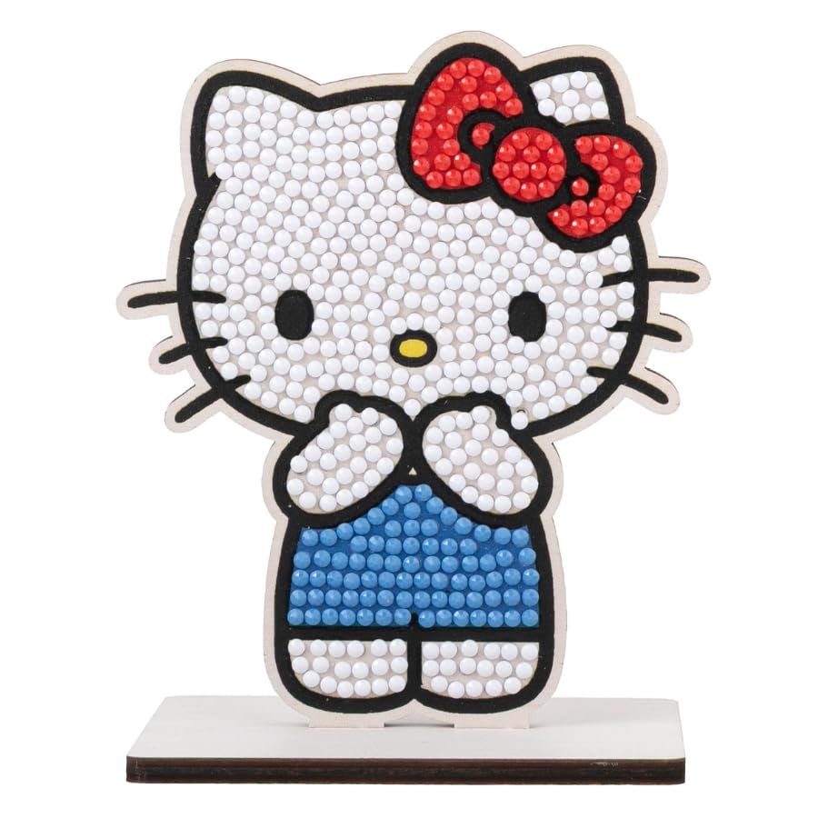 CRYSTAL ART Buddies - Kit Diamond Painting Originale, Hello Kitty, Diamantini in Resina Brillante, Set Creativo 6+ con Supporto in Legno, 11cm
