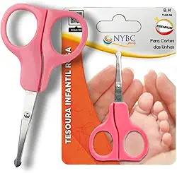 Tesoura Infantil Cabo Plástico Rosa - NYBC Beauty - TUIR-98