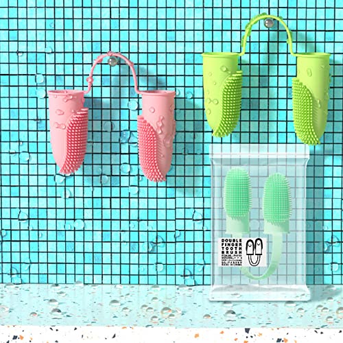 Image of 2 Pack Dog & Cat Toothbrush, Finger Toothbrush Kit,135ºSurround Fine Soft Bristles,Double-Finger Toothbrush Dental Care, Easy Teeth Cleaning for Dogs,Puppies, Cats and Small Pets