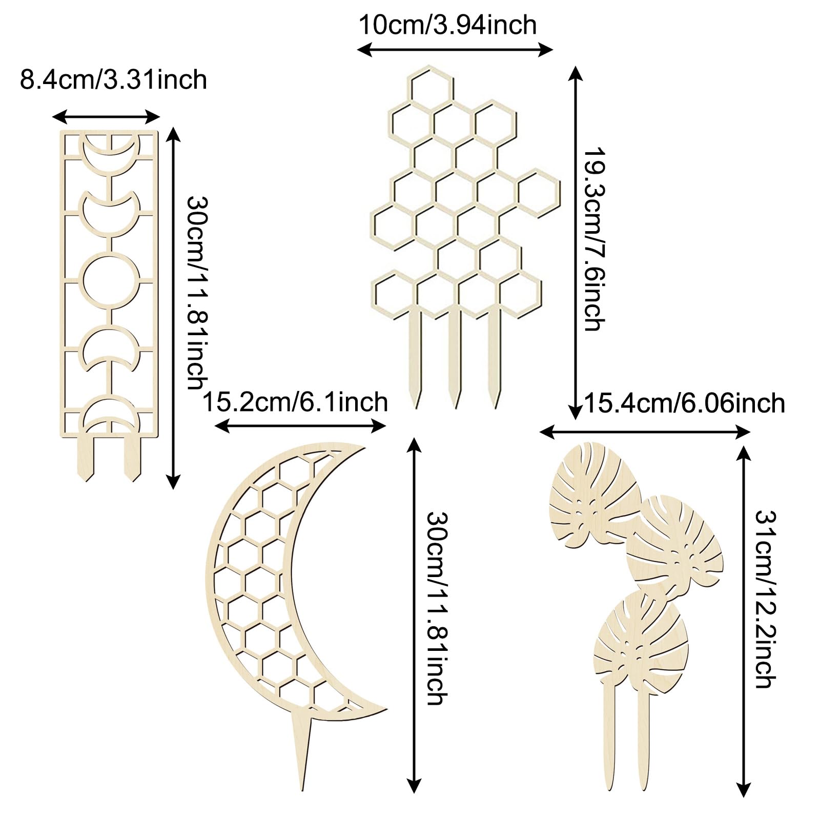 4 sztuki stojaków na rośliny pnące, stojak na rośliny pnące z drewna, stojaki na rośliny doniczkowe, kreatywne wsparcie roślin pnących, podpory roślin pnących wewnątrz