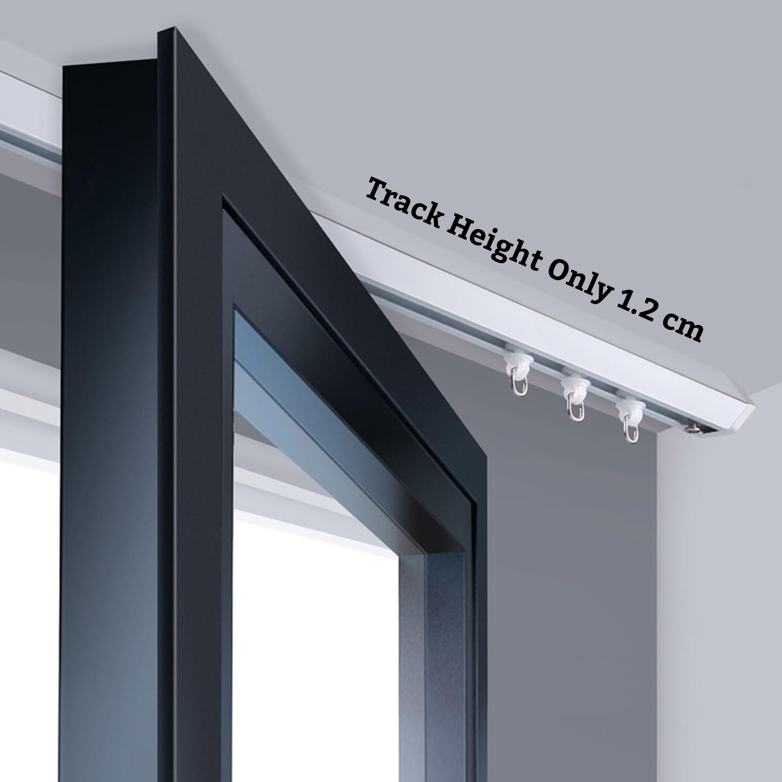 Tringle à rideaux adhésive sans perçage - Système de tringle à rideaux en aluminium pour séparation de pièce - Idéal pour ouverture vers l'intérieur et baie - Blanc - 100 cm