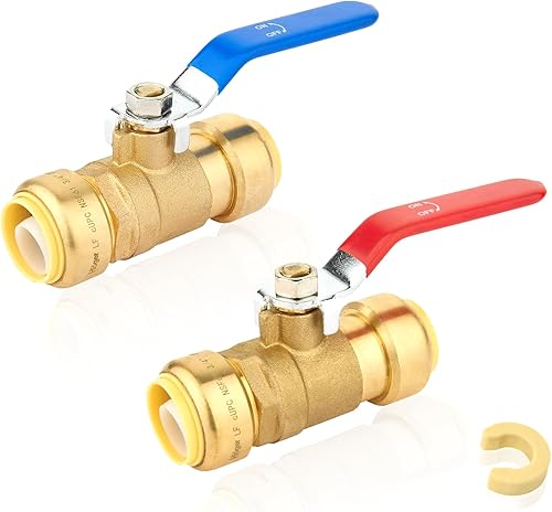 Válvula de bola de 1 pulgada, válvula de cierre Pushfit para agua fría y caliente, válvula de bola de empuje para conectar con clip de desconexión