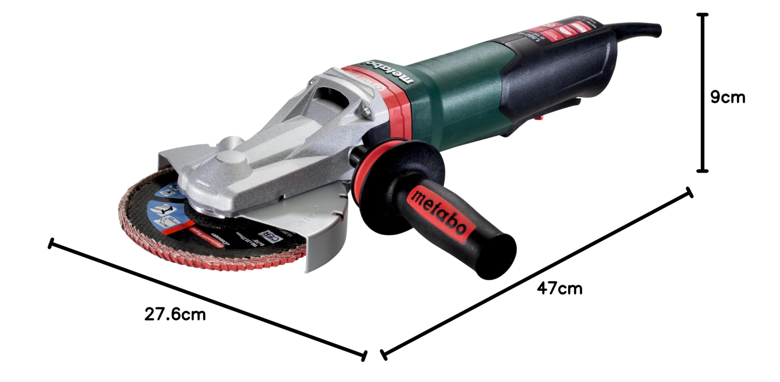 Metabo WEPBF 15-150 Quick - mini amoladora cabeza plana 1500 w disco 150 mm, hombre muerto, freno