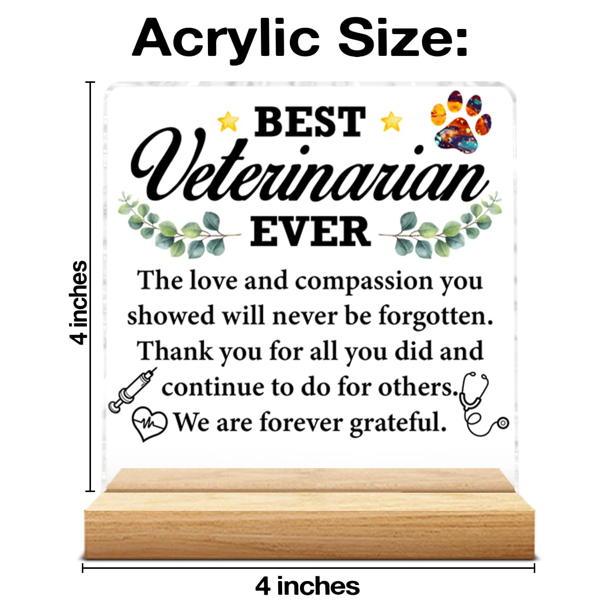 Best Veterinarian Gifts for Women Men, Thank You Gift for Veterinarians Veterinary Vet Tech Animal Doctor, Best Veterinarian Ever Gifts Acrylic Plaque Sign Decor