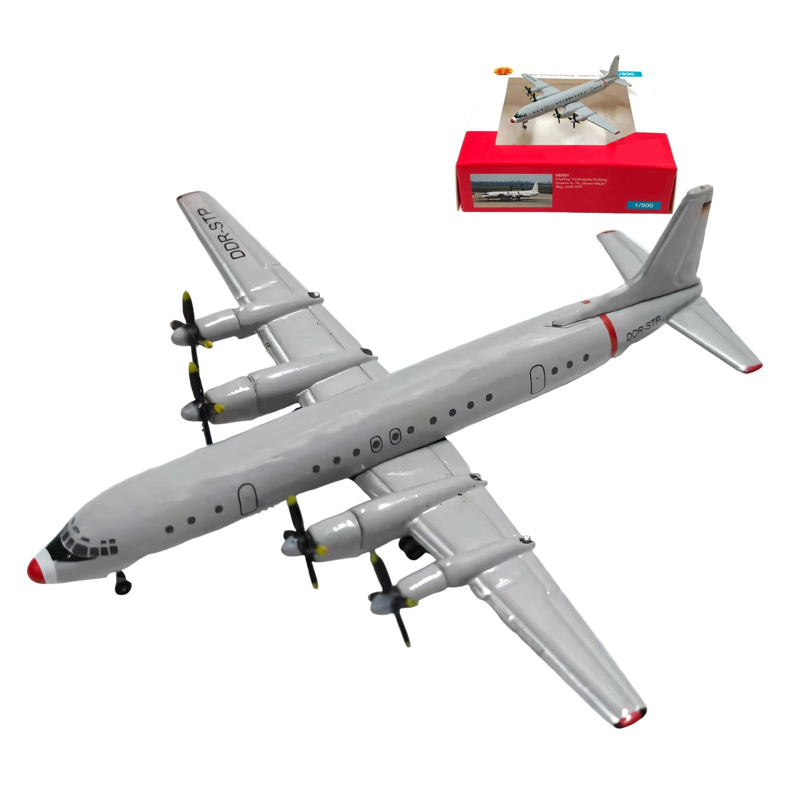 Modello aereo pressofuso lega IL-18 in scala 1:500 Decorazione tavolo alta precisione, espositore collezione alta qualità for libreria ufficio, for collezionisti