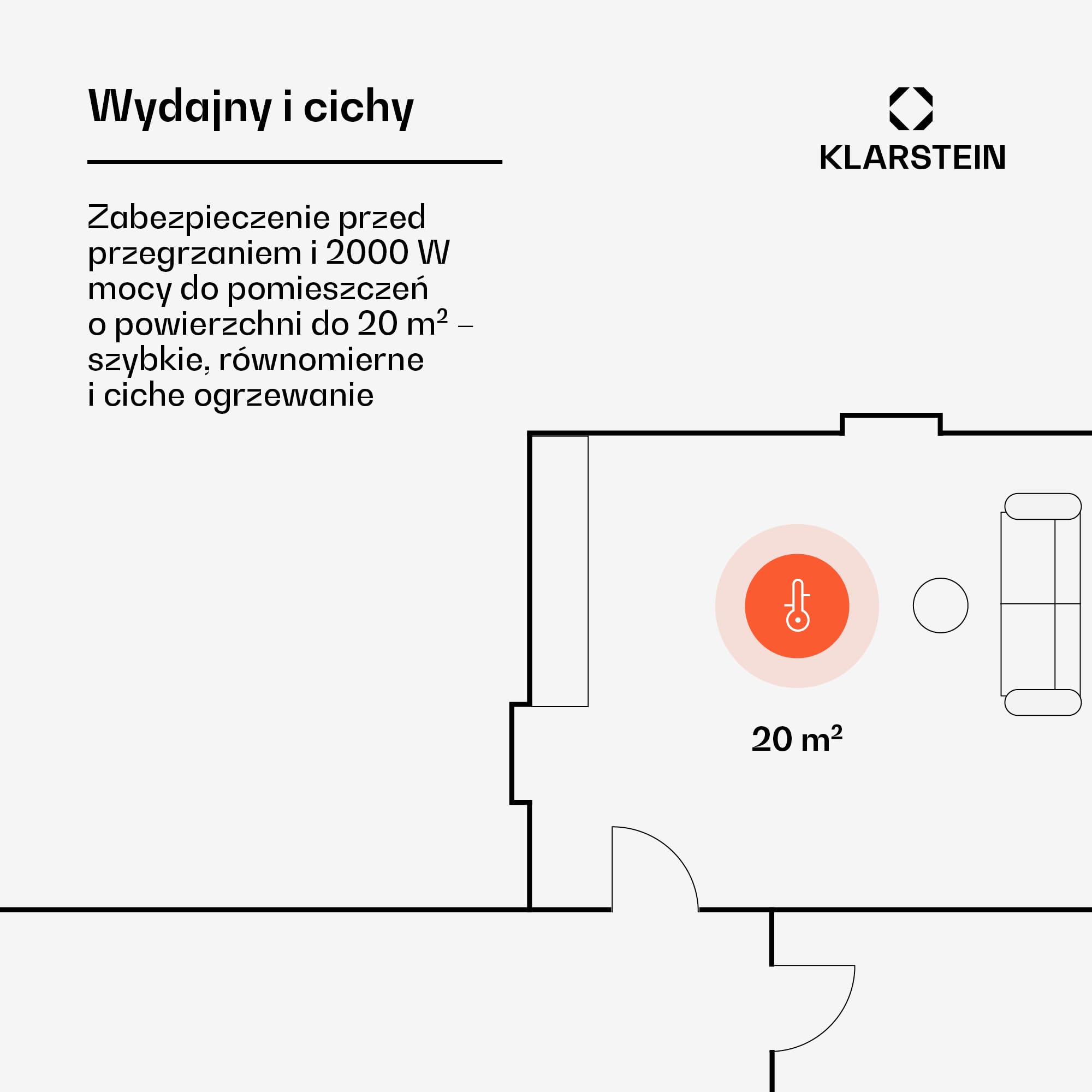 Klarstein Grzejnik elektryczny, Grzejnik konwektorowy wolnostojący lub ścienny, Energooszczędny, Sterowanie aplikacją, Cichy elektryczny, Wolnostojący z termostatem, 2000 W