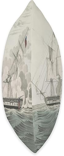 Miniatura 2 de USS Constitution & HMS Java Naval Battle Illustration (1846) - Almohada de 16 x 16 pulgadas, multicolor