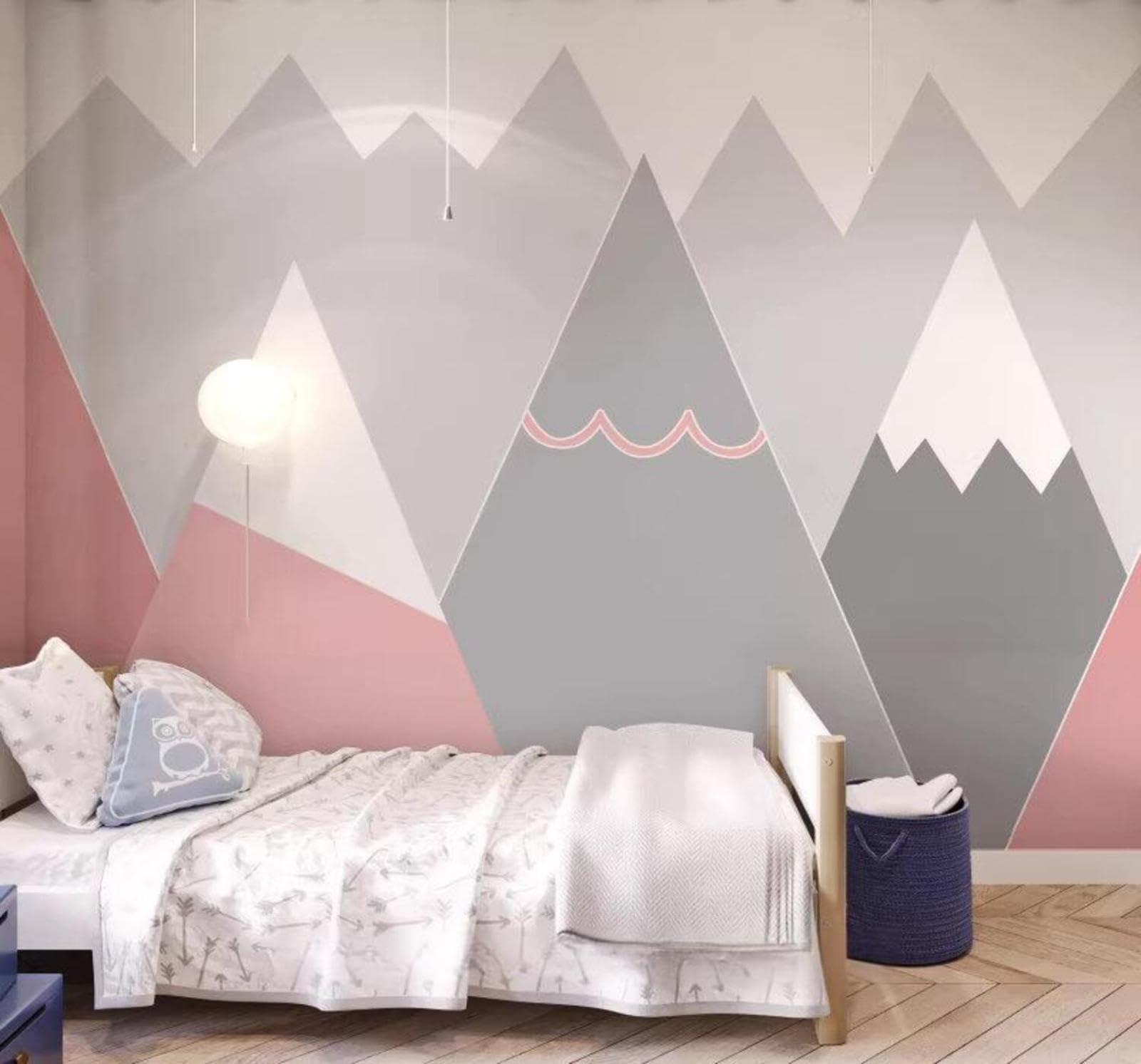 Cosy Minimalist Pink Geometric Mountain Peaks 3D Wallpaper Easy Install Feature Office Living Room Sofa Bedroom TV Background Wall Decoration-350cm×256cm