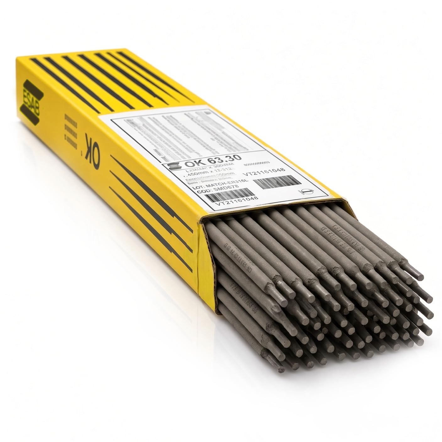 ESAB OK 63.30 E316L-17 - Electrodos de soldadura de acero inoxidable para V4A INOX 18Cr12Ni2,8Mo, accesorios de soldadura resistentes a la corrosión (1,6/300 mm, 1,6 kg, 2,5 x 300 mm, 1,7 kg, 89