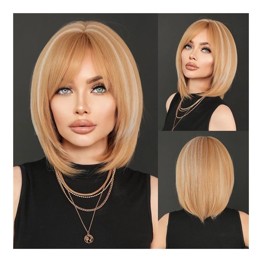 Perruque Bob marron clair en cheveux humains lisses premium - 7