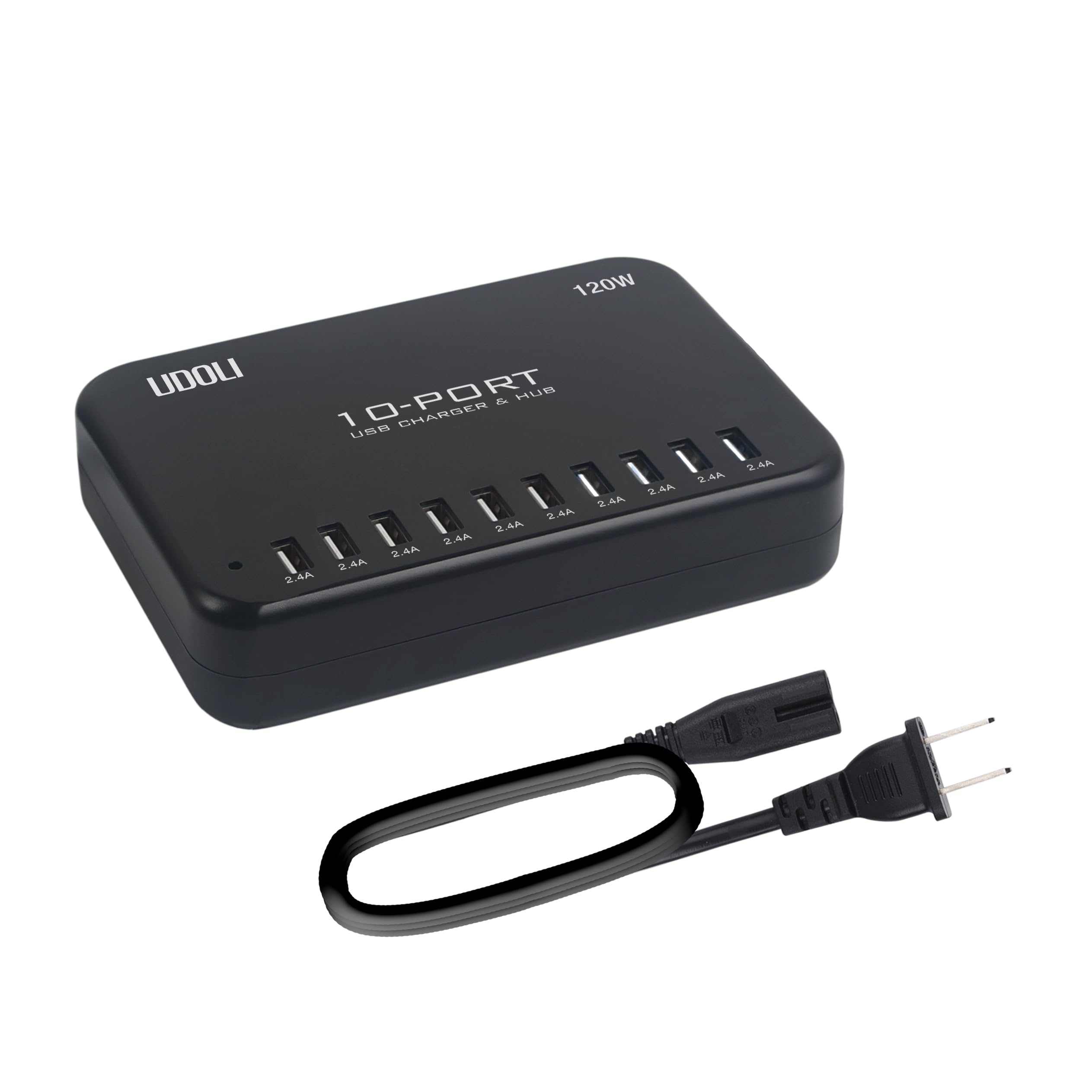 Station de charge USB à 10 ports, hub de chargeur de bureau 120 W pour plusieurs appareils