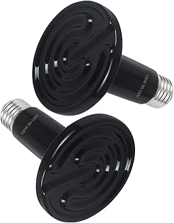 150W Ceramic Heat Emitter Infrared Reptile Heat Lamp Bulb for Lizard Snake Coop Chicken Tortoise Aquarium Pet Brooder - 24hr Heat Source - No Light Emitted No Harm - Black 2 Pack