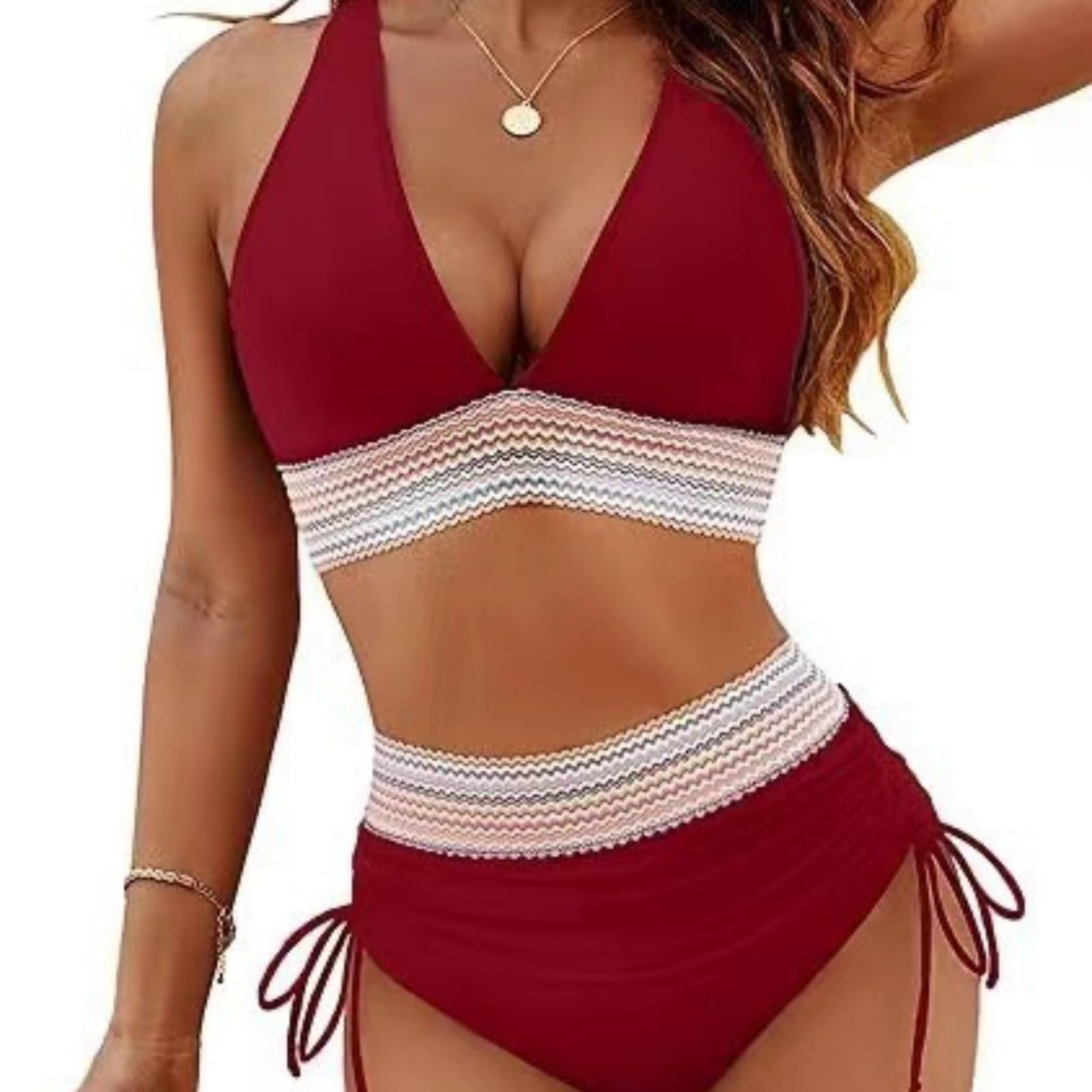 Alexis Leroy Zestaw bikini z wysokim stanem dla kobiet, top push-up, dwuczęściowy strój plażowy