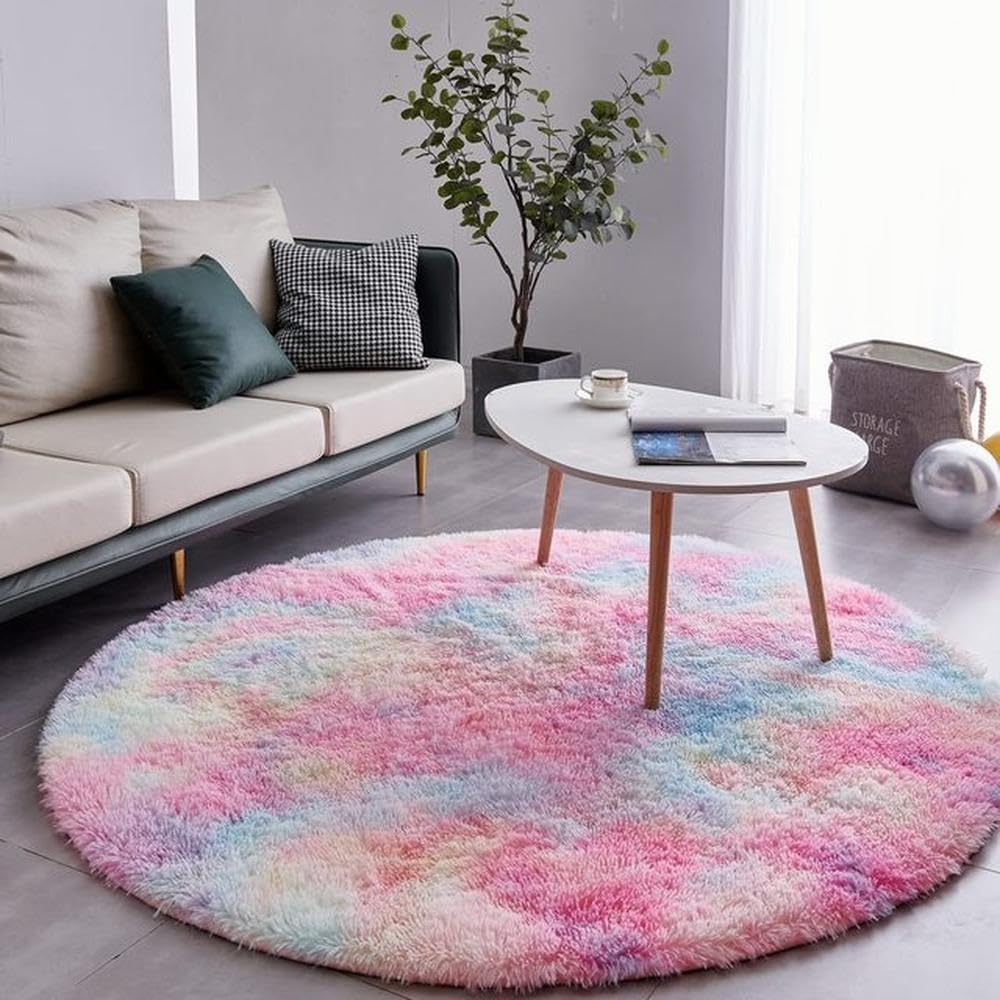 Tapis rond en peluche pour le jeu rampant des enfants en salon