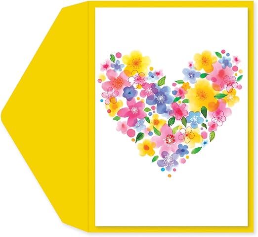 Graphique Blank Floral Heart | Show Appreciation | Fashionable and Fun | Gold Foil Accents | Family and Friends | Color-Coordinated Envelope | 5" x 7" (Single Card)