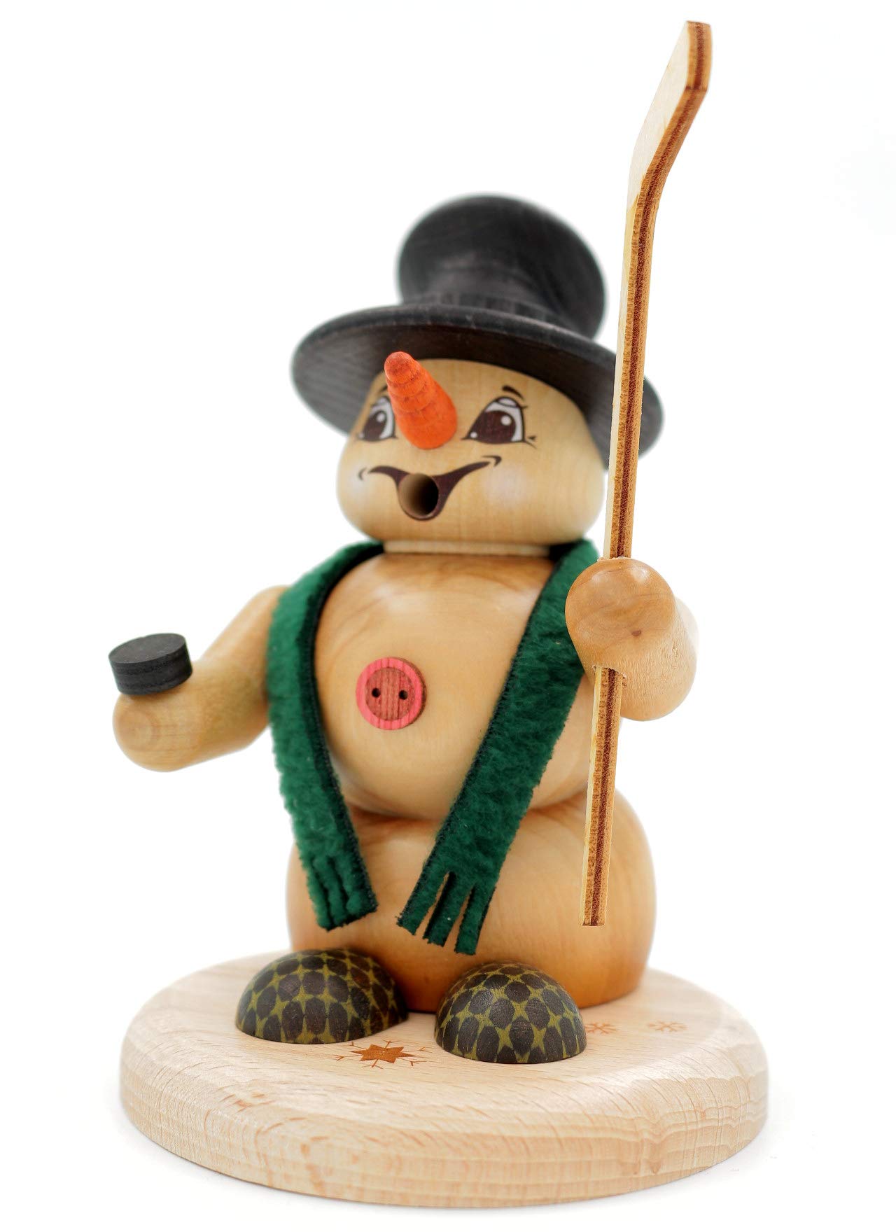 Kuhnert - Erzgebirgische Holzkunst Räuchermann Räucherfigur Schneemann 13cm - Eishockeyspieler