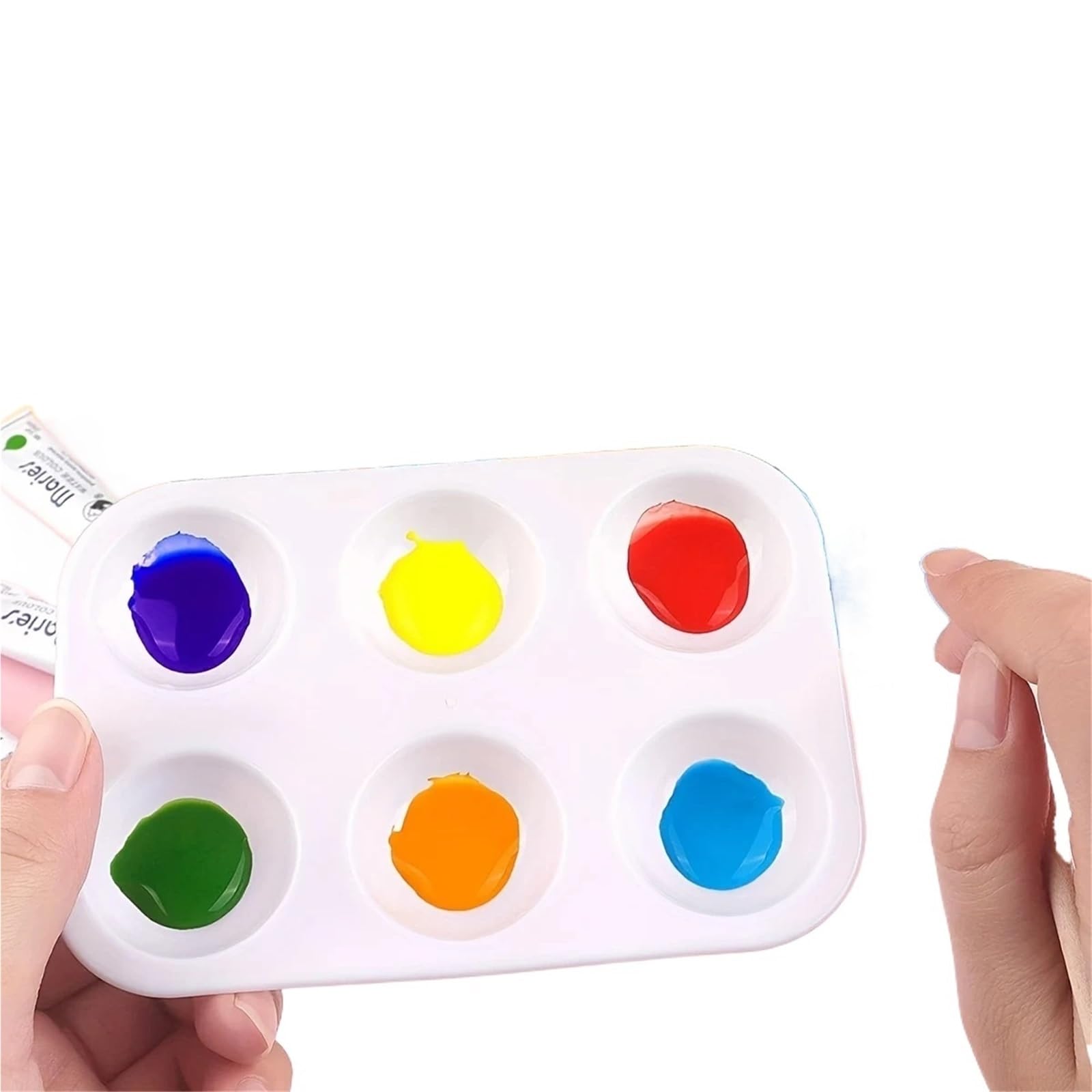 Paleta De PláStico Paleta de Pintura plástico Blanco 2/8/15 Piezas, Paleta Acuarela 6 pocillos, Bandeja Rectangular, for Mezclar Pinturas para Mezclar Colores(White 15pcs)