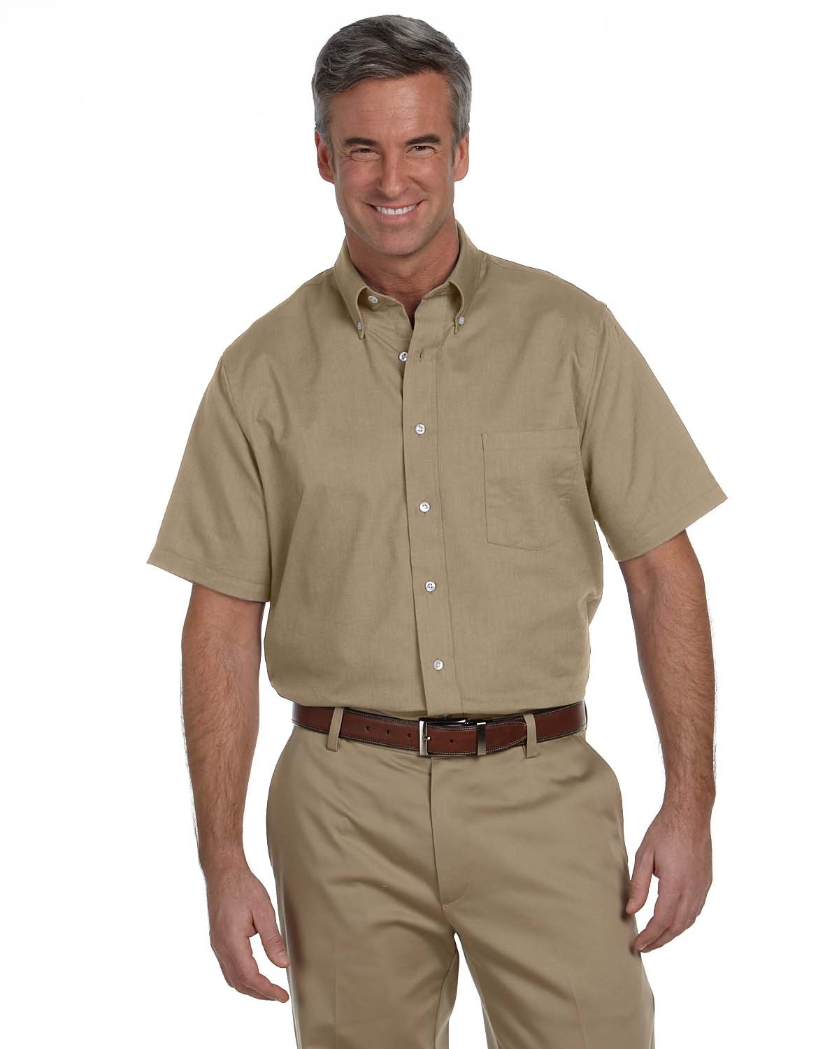 Van Heusen 56850 Men'S Short-Sleeve Wrinkle-Resistant Oxford - Khaki - L