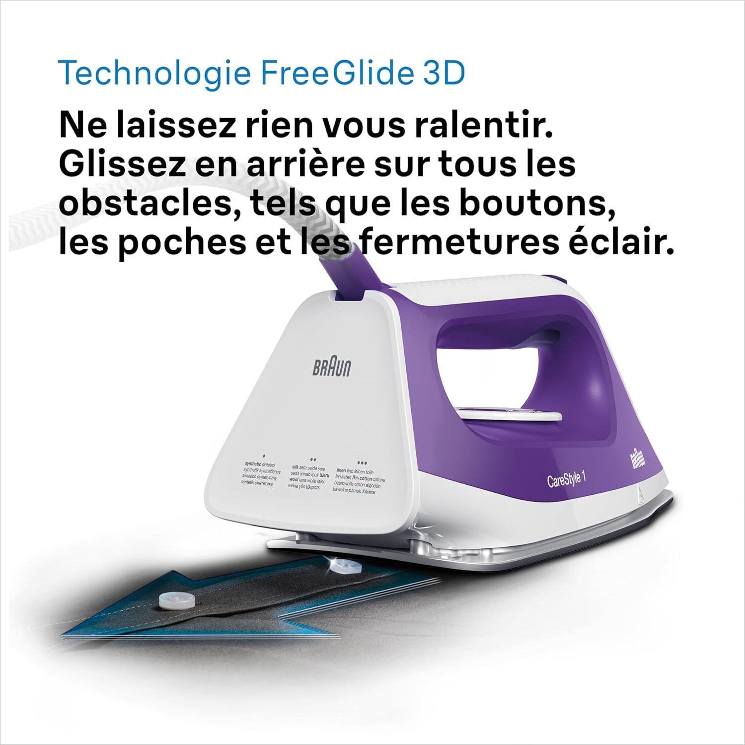 Braun CareStyle 1 IS1014VI, Centrale Vapeur, Débit de Vapeur 120 g/min, Coup de Vapeur 360 g/min, Semelle SuperCeramic FreeGlide 3D, Réservoir de 1,5 l, 2200W, 6 bar [Classe énergétique A+]