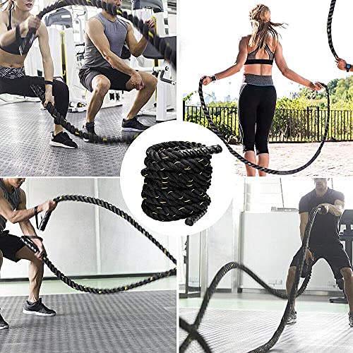 Nisorpa Battle Rope with Protective Sleeve,30Ft Exercise Training Rope 1.5 Inch Diameter 100% Poly Dacron High Tensile Strength Battle Ropes for Strength Training Workout Ropes Heavy Duty Home Gym