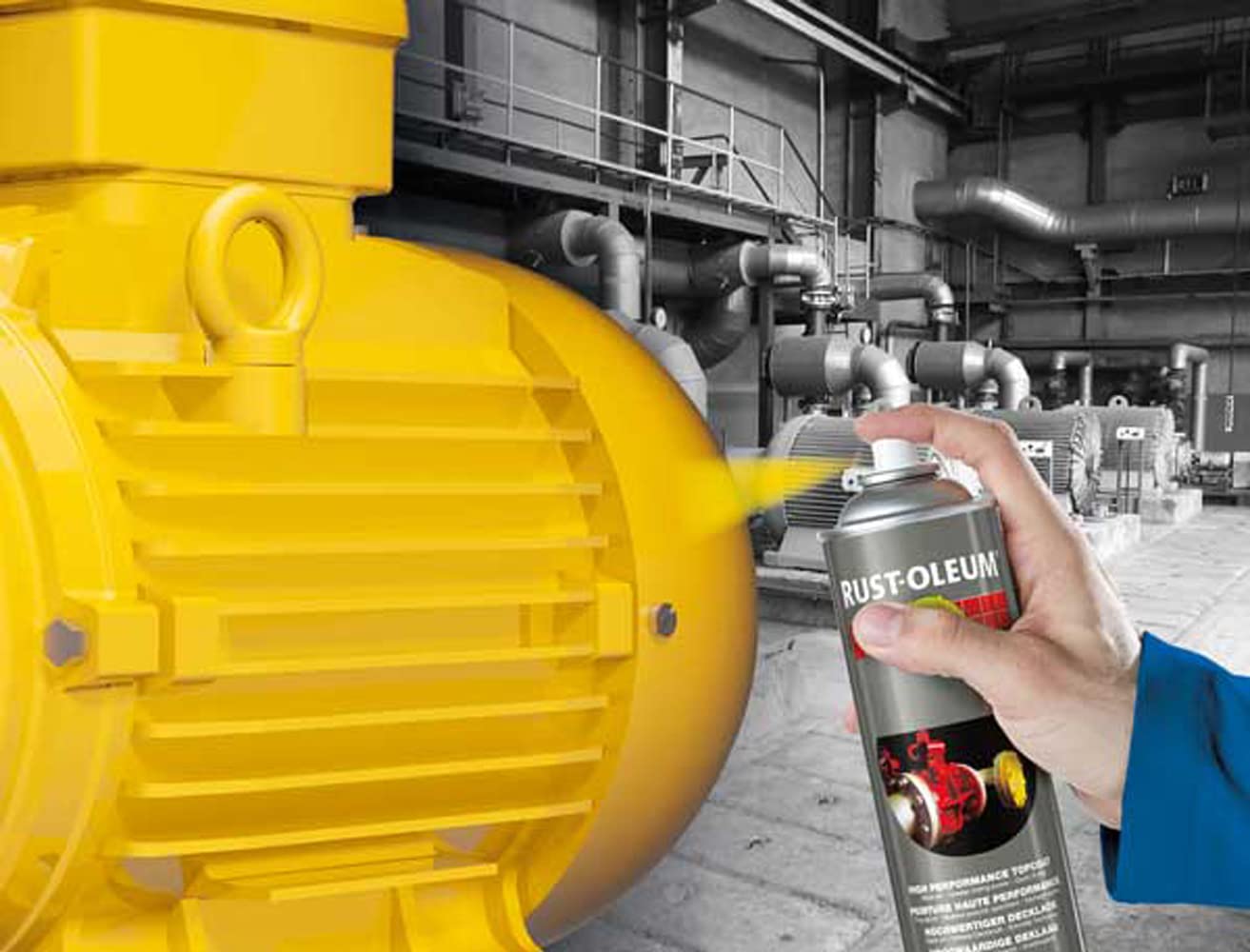 Rust-Oleum HARD HAT Decklack - Hochleistungsfähiger Industrielack-Spray zur Verwendung auf Metall, Holz und Beton. In verschiedenen Farben mit hoher Deckkraft. - 500ml (Weiß Hochglanz RAL9010)
