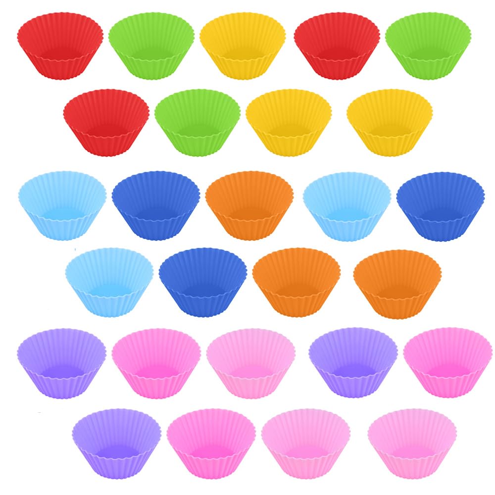 27 Pcs Silicone Muffin Cases, Cupcake Moulds Reusable Silicone Baking Cups, Non-Toxic Non-Stick Pastry Muffin Molds Cupcake Cases for Home Baking Pudding Tray