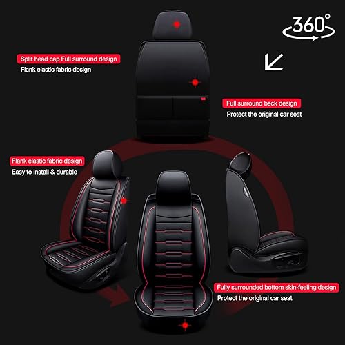 Miniatura 8 de AOMSAZTO Funda de asiento de automóvil para Toyota Tundra 2008-2024 2025 solo 2 asientos delanteros, cojín de cuero de cobertura completa, protector