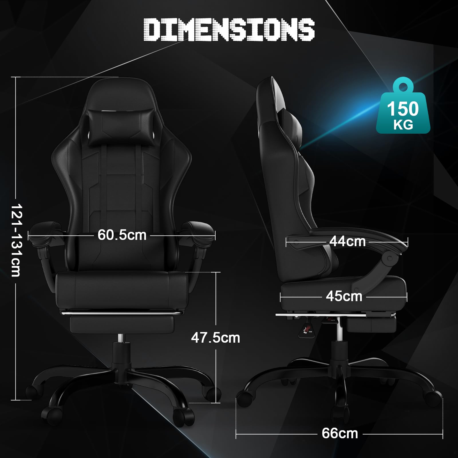 TRIUMPHKEY Sedia da Gaming Massaggiante,Sedia Gamer con Poggiapiedi Telescopico,Regolabile 90-150°,Poltrona da Gaming con Poggiatesta e Cuscino Lombare,Sedie da Ufficio,Portata 150kg(Nero)