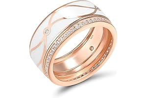 14K Rose Gold Plated Silver Enamel and Cubic Zirconia Band Ring