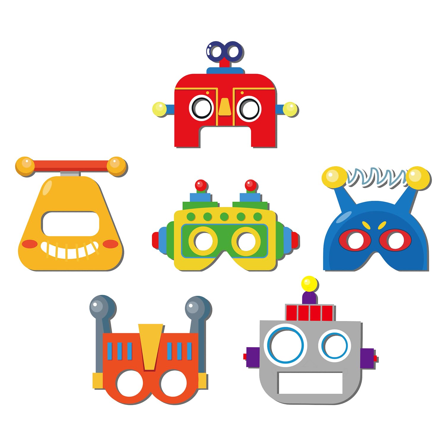 Lot de 12 masques de robot pour enfants, décoration de fête à thème robot, jeu de rôle, cadeaux pour enfants, garçons et filles, décoration d'anniversaire