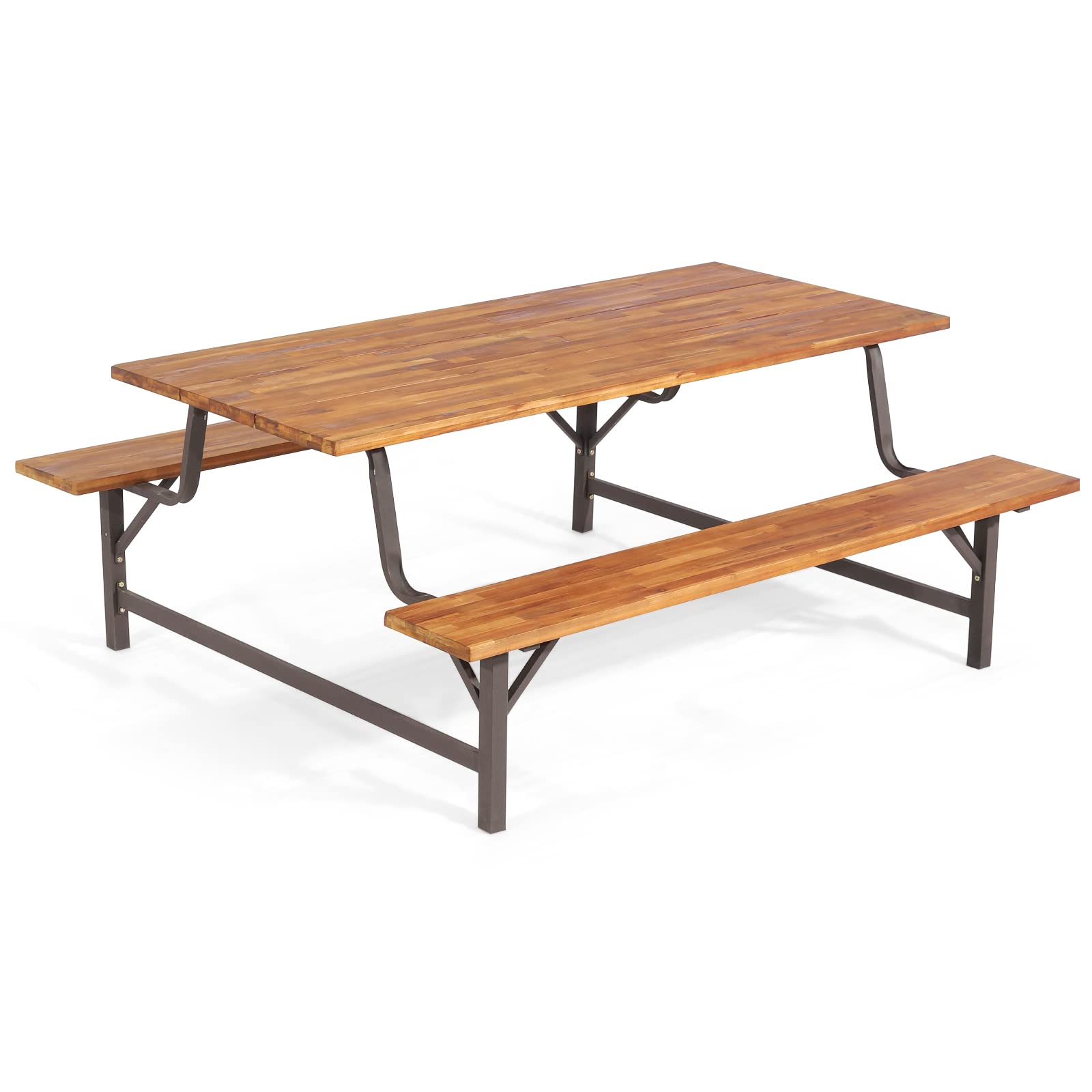 COSTWAY 180CM Large Acacia Wood Picnic Table Bench Set, 3-Piece Dining Set