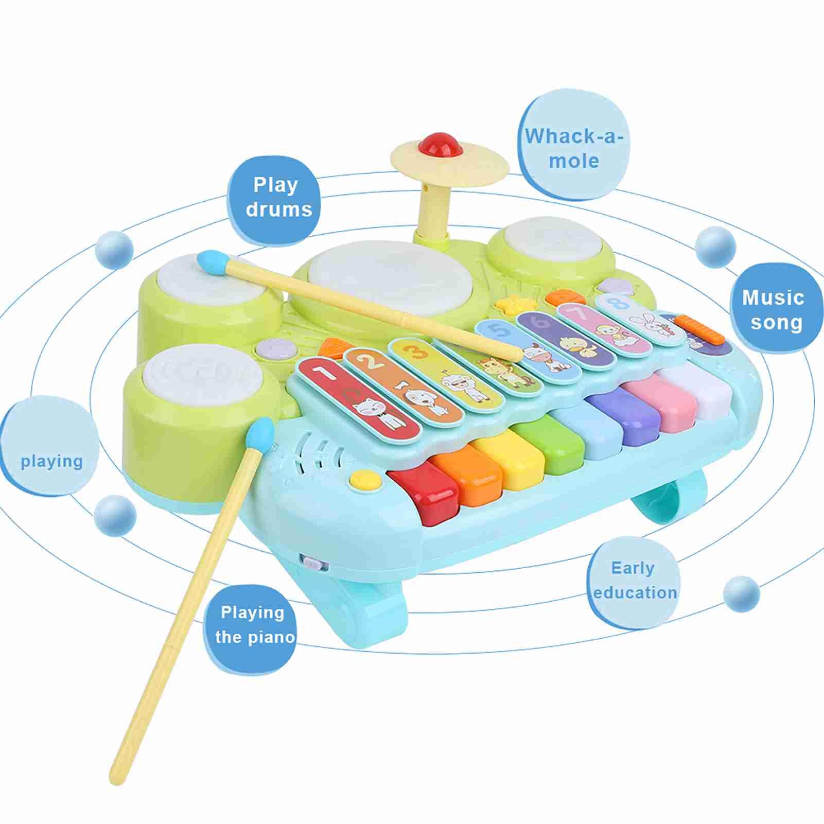 Jouet Piano Électronique 3-en-1, Instruments de Musique