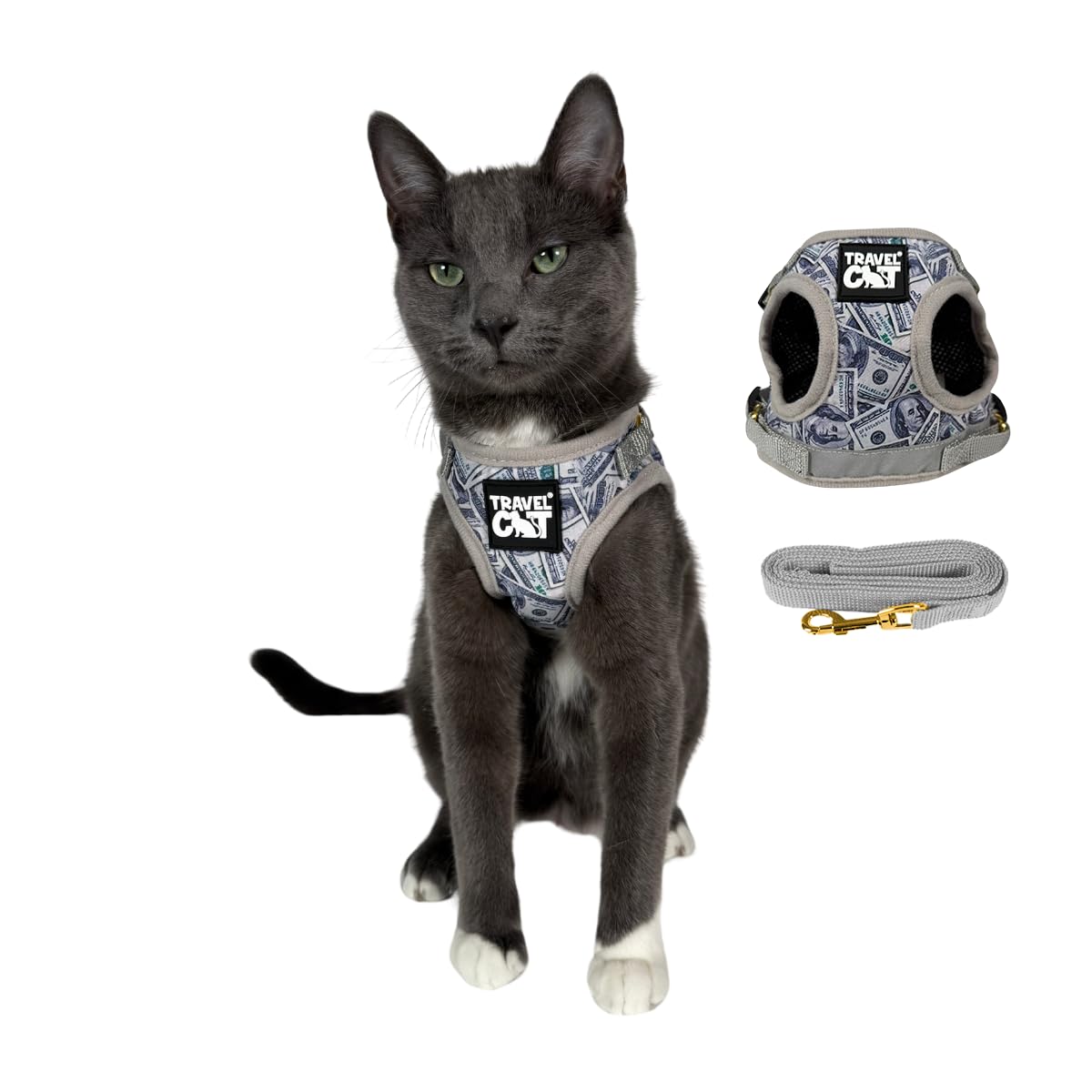 Travel Cat Harness and Leash Set - Adjustable Fit Mesh Cat Harness and Reflective Strap - Comfort Walking Vest for Kitten for Outdoor Walking, Hiking