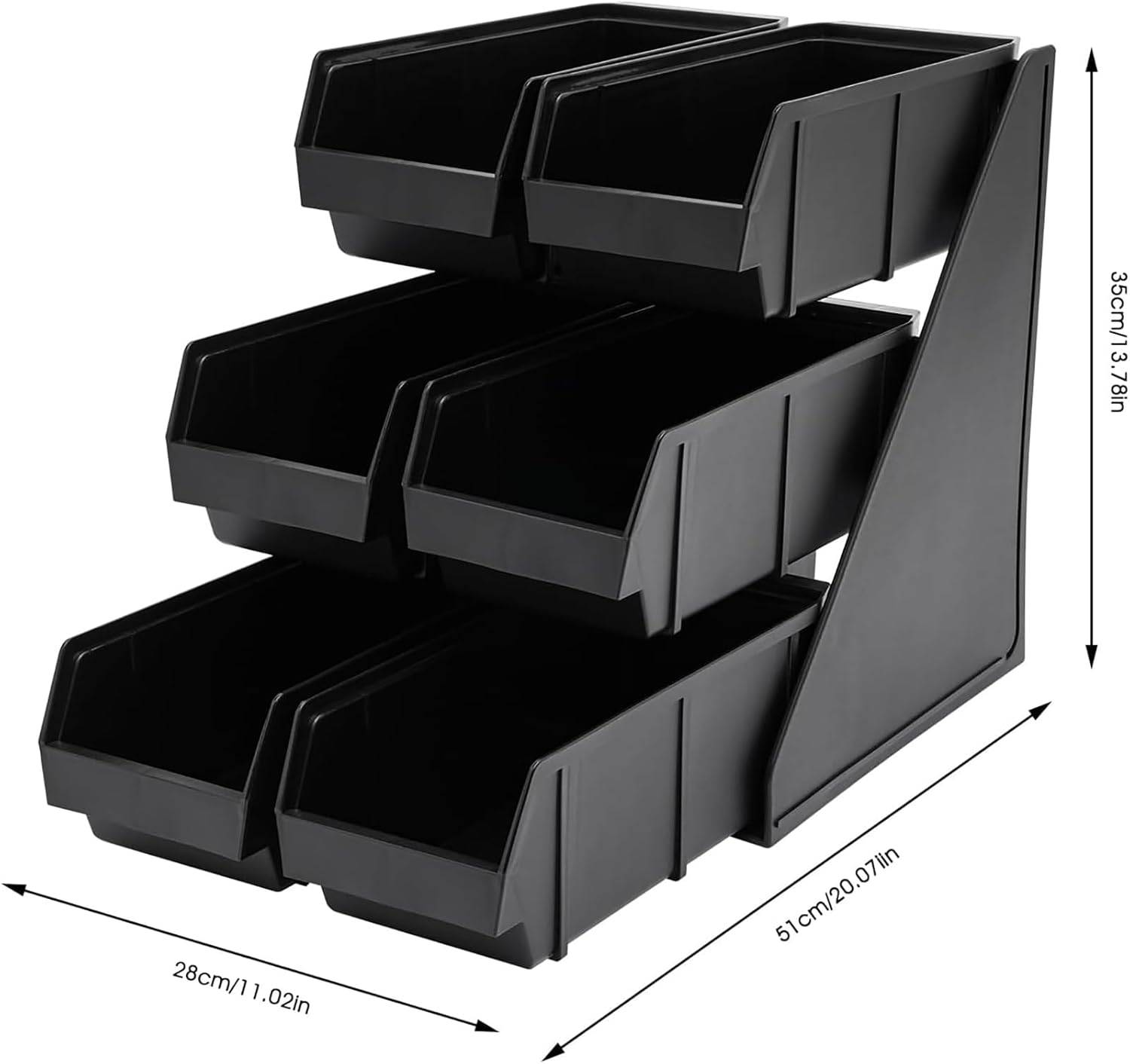 3 Tier Serve Condiment Bin with 6 Compartment, Plastic Containers Storage Bins Stand Self Serve Condiment Bin Stand Set Countertop Storage Rack for Coffee Tea