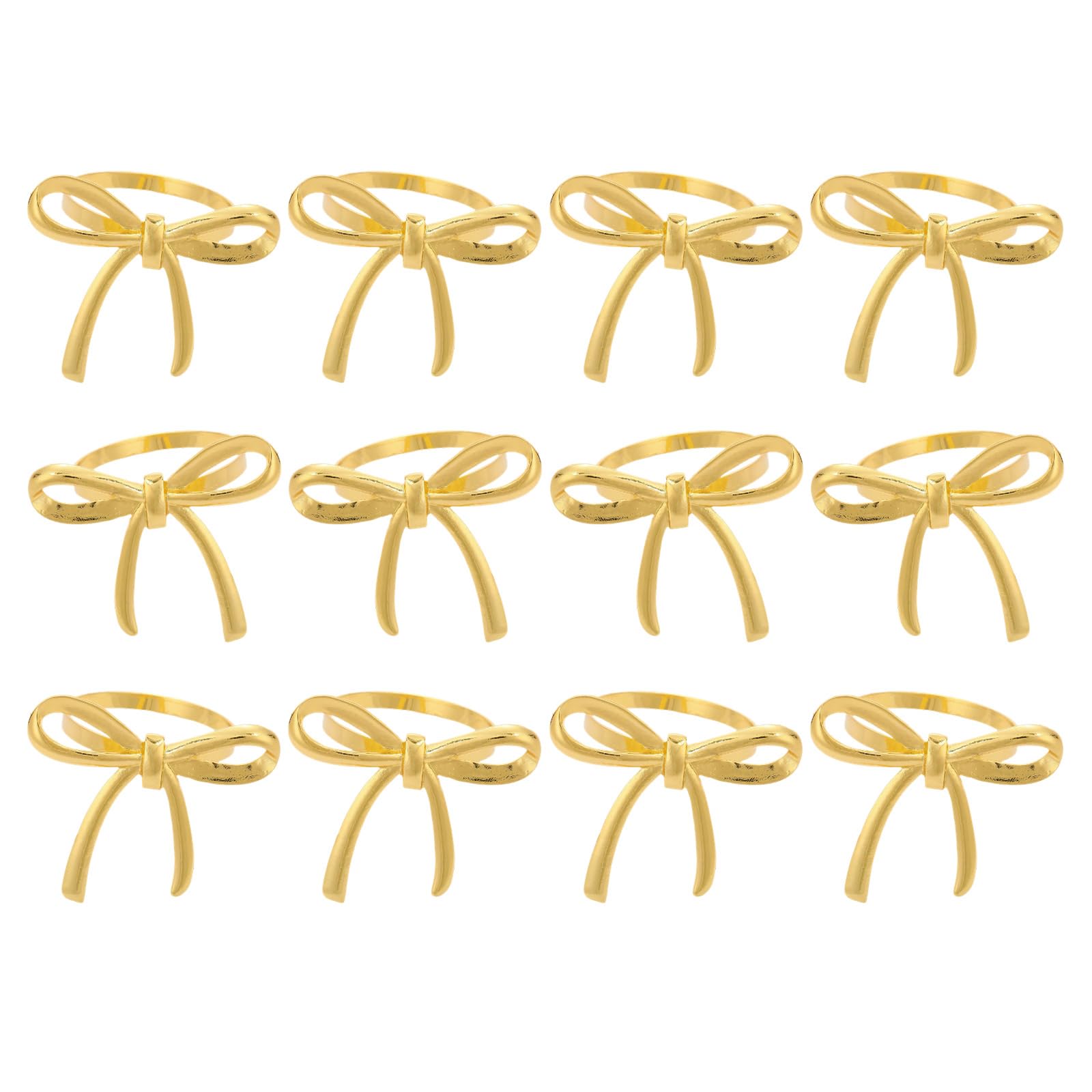 hogtnd Pack of 12 Modern with Gold Bows Refined Table Accessories for Any Celebration and Party Napkin Hoop