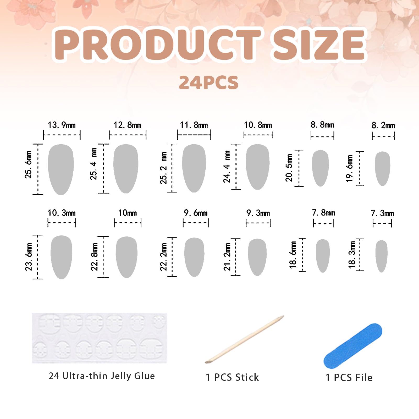 Muorruo 24 Pieces Summer Blue 3D Star Flower Press-On Nails, Almond Medium - Image 2