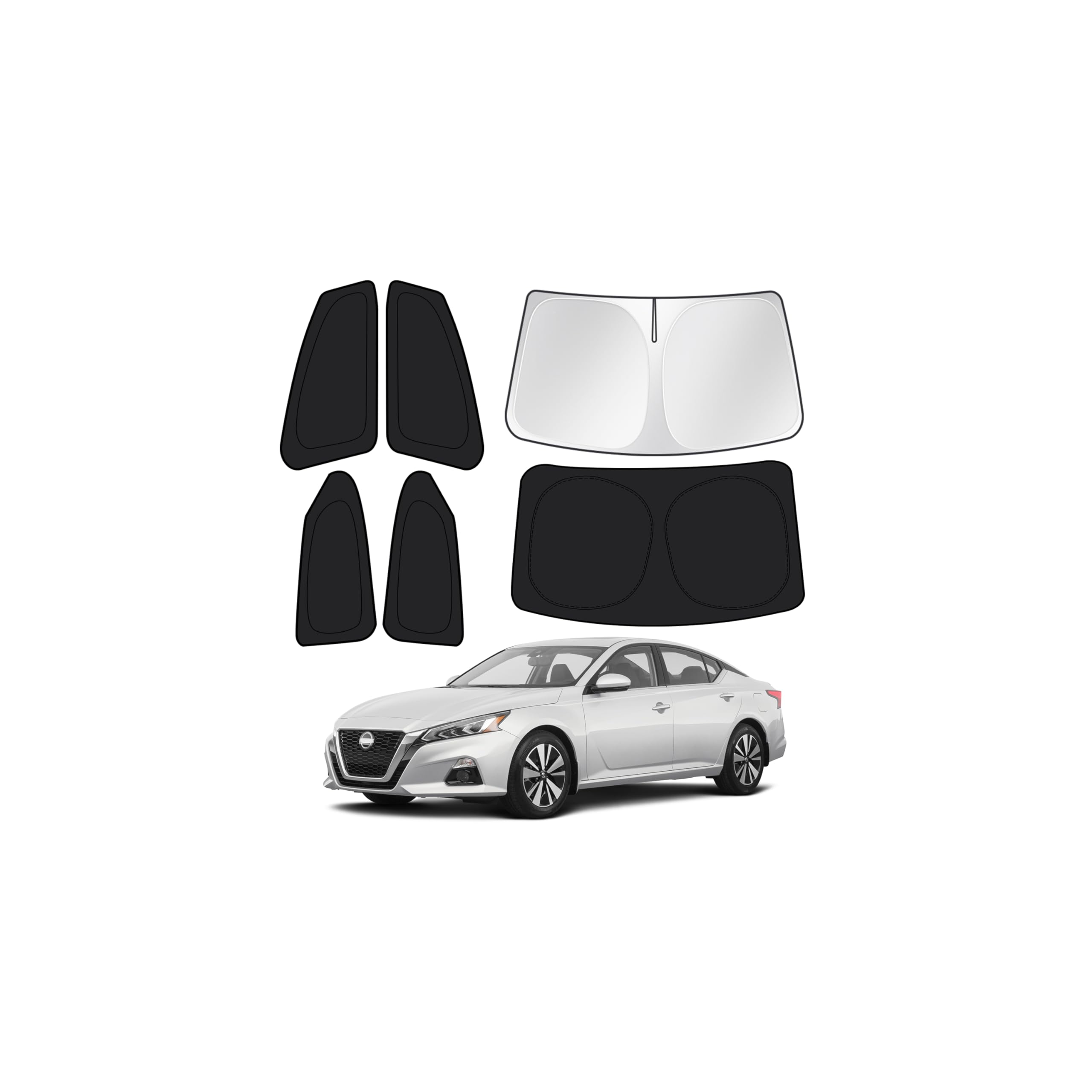 Canvcle Window Shades for 2019-2026 Nissan Altima Accessories Windshield Sun Shade Side Rear Window Covers Sunshade Sun Visor Shield Privacy Protection for Camping Keep Vehicle Cool Black 6PCS