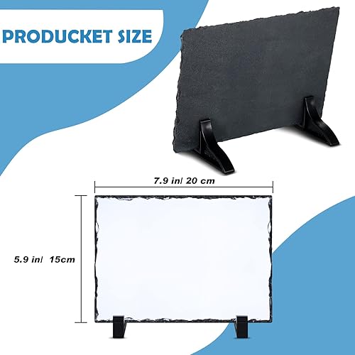 Miniatura 9 de 4 piezas de sublimación de pizarra en blanco rectangular personalizada, marco de fotos de pizarra de piedra mate de transferencia de calor con